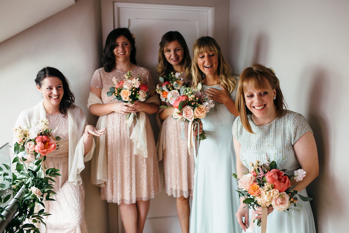 pronovias pink mint cornwall barn wedding 13