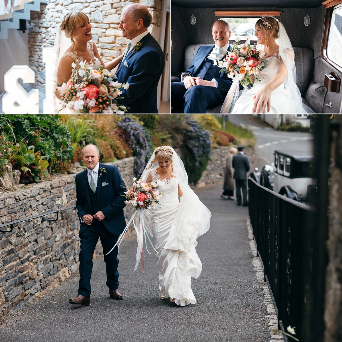 pronovias pink mint cornwall barn wedding 15