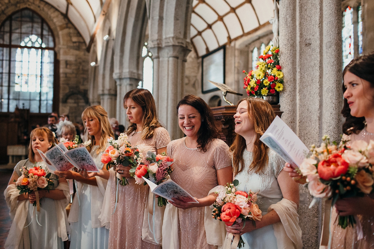 pronovias pink mint cornwall barn wedding 20 - A Pronovias gown + Pinks and Mints for a Cornish Barn Wedding pronovias pink mint cornwall barn wedding 20