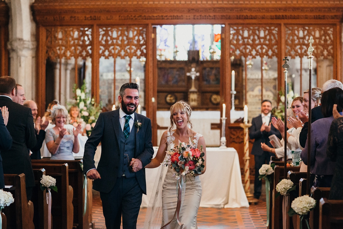 pronovias pink mint cornwall barn wedding 24