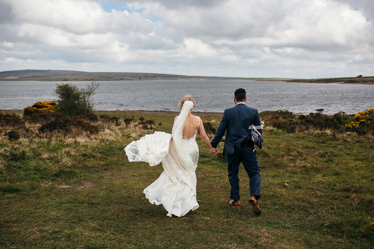 pronovias pink mint cornwall barn wedding 27