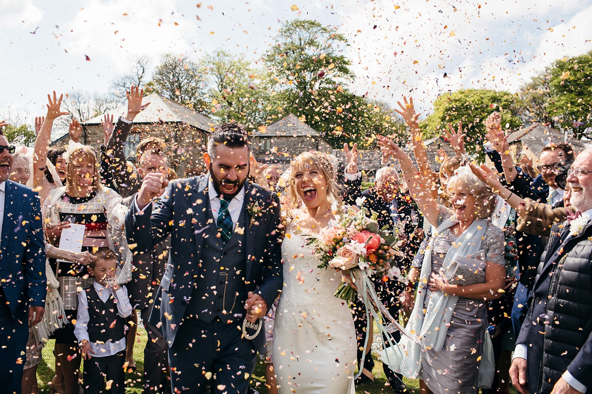 pronovias pink mint cornwall barn wedding 37 - A Pronovias gown + Pinks and Mints for a Cornish Barn Wedding pronovias pink mint cornwall barn wedding 37