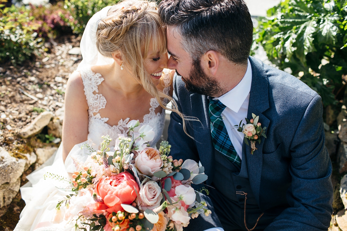 pronovias pink mint cornwall barn wedding 38