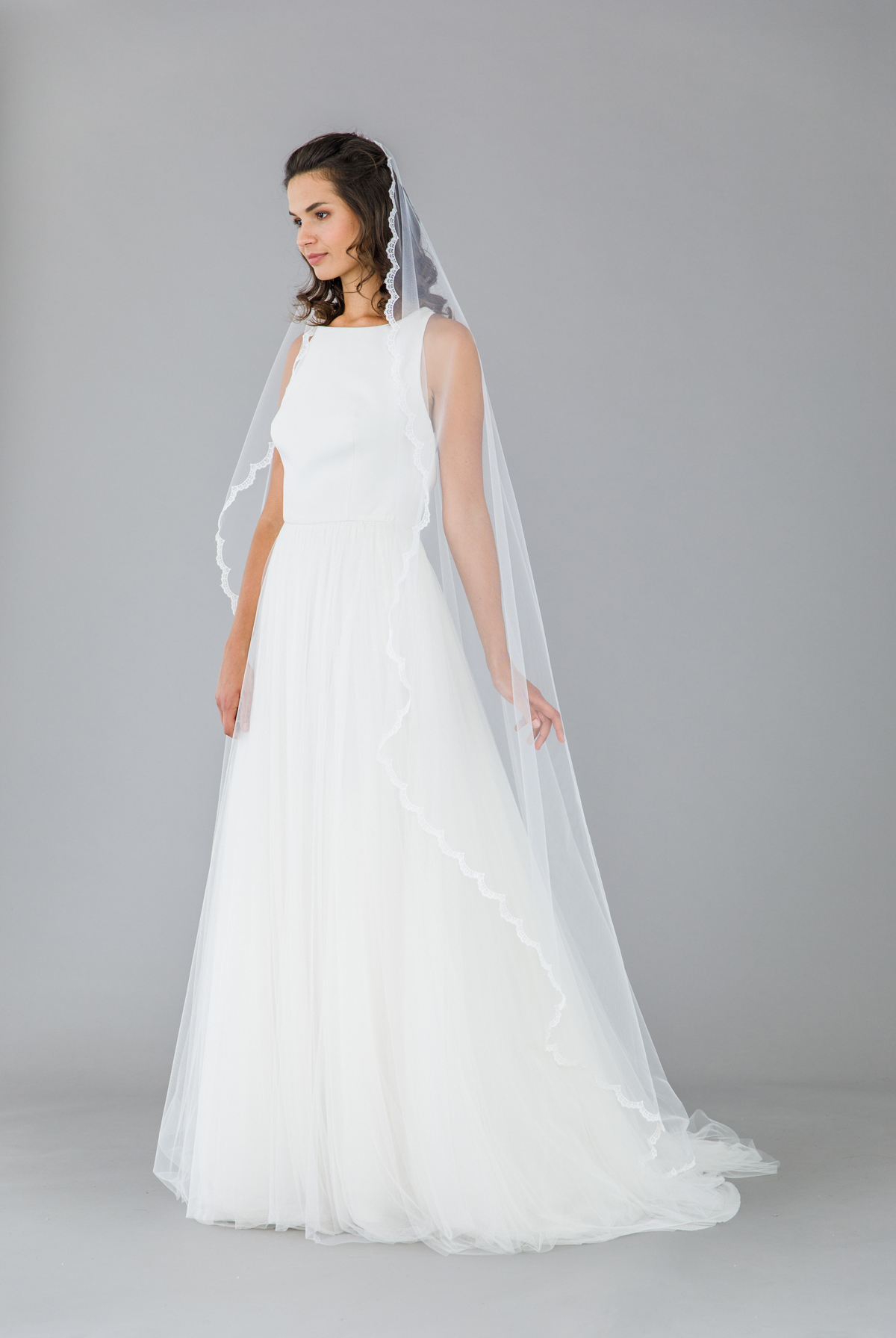 Adeline - a full lace edged, barely there wedding veil