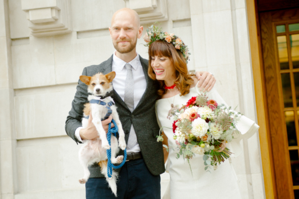 A Frill-Sleeved Dress for an Intimate London Wedding