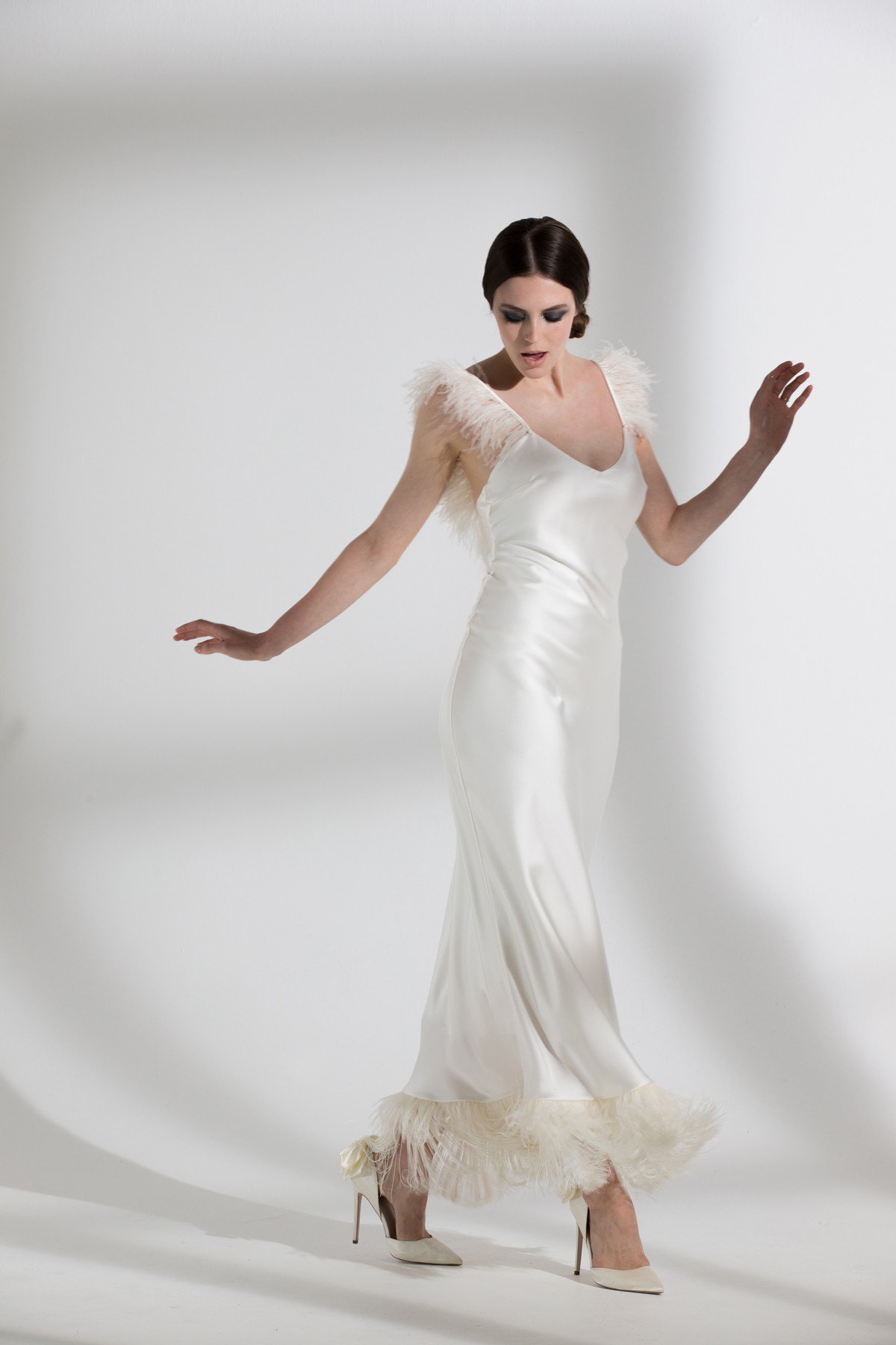 Iris Ostrich Fringe Dress 1 The Garden After The Rain by Halfpenny London