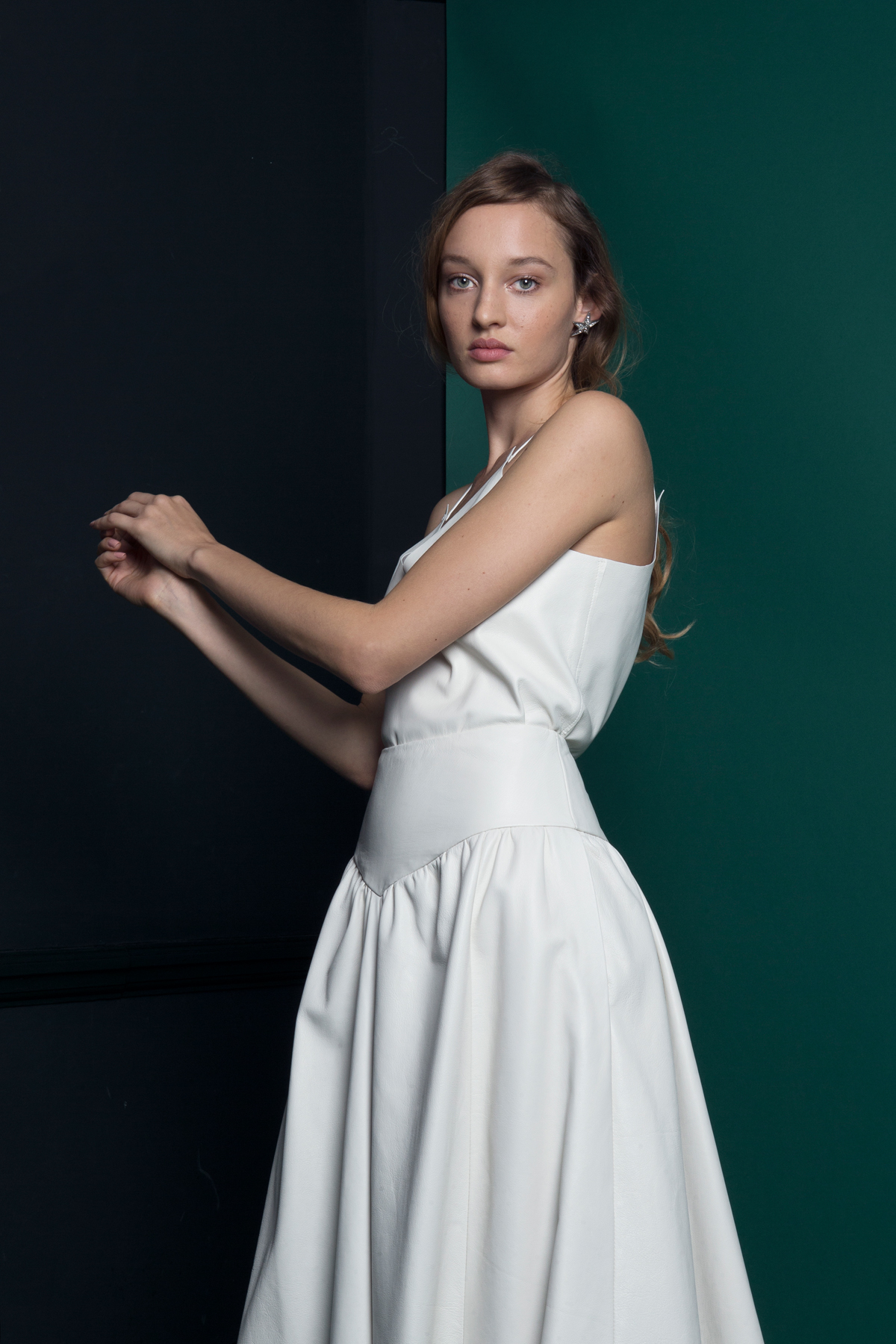 LUKA LEATHER CAMISOLE SKIRT - Introducing the Exquisite New Atlantis Collection by Halfpenny London LUKA LEATHER CAMISOLE SKIRT