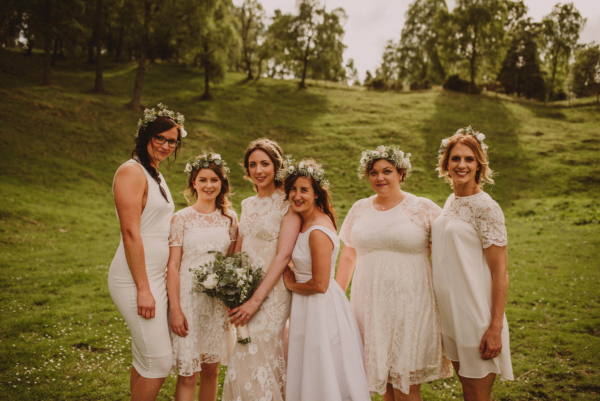 A Claire Pettibone Dress and Vintage Waxflower Crown for a Glamping Wedding full of Handmade Charm