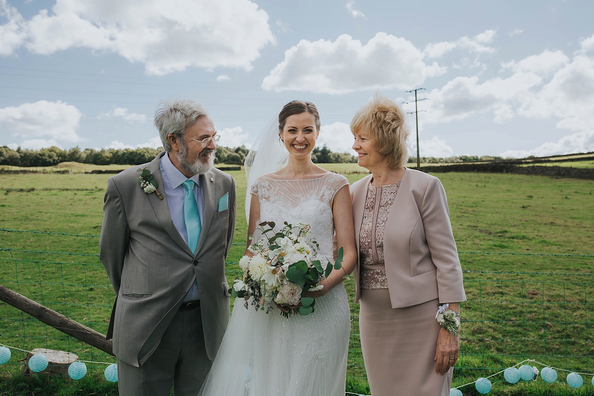 pronovias dress barn wedding 16 - A Pronovias Gown for a Relaxed Barn Wedding in Shades of Green and White pronovias dress barn wedding 16