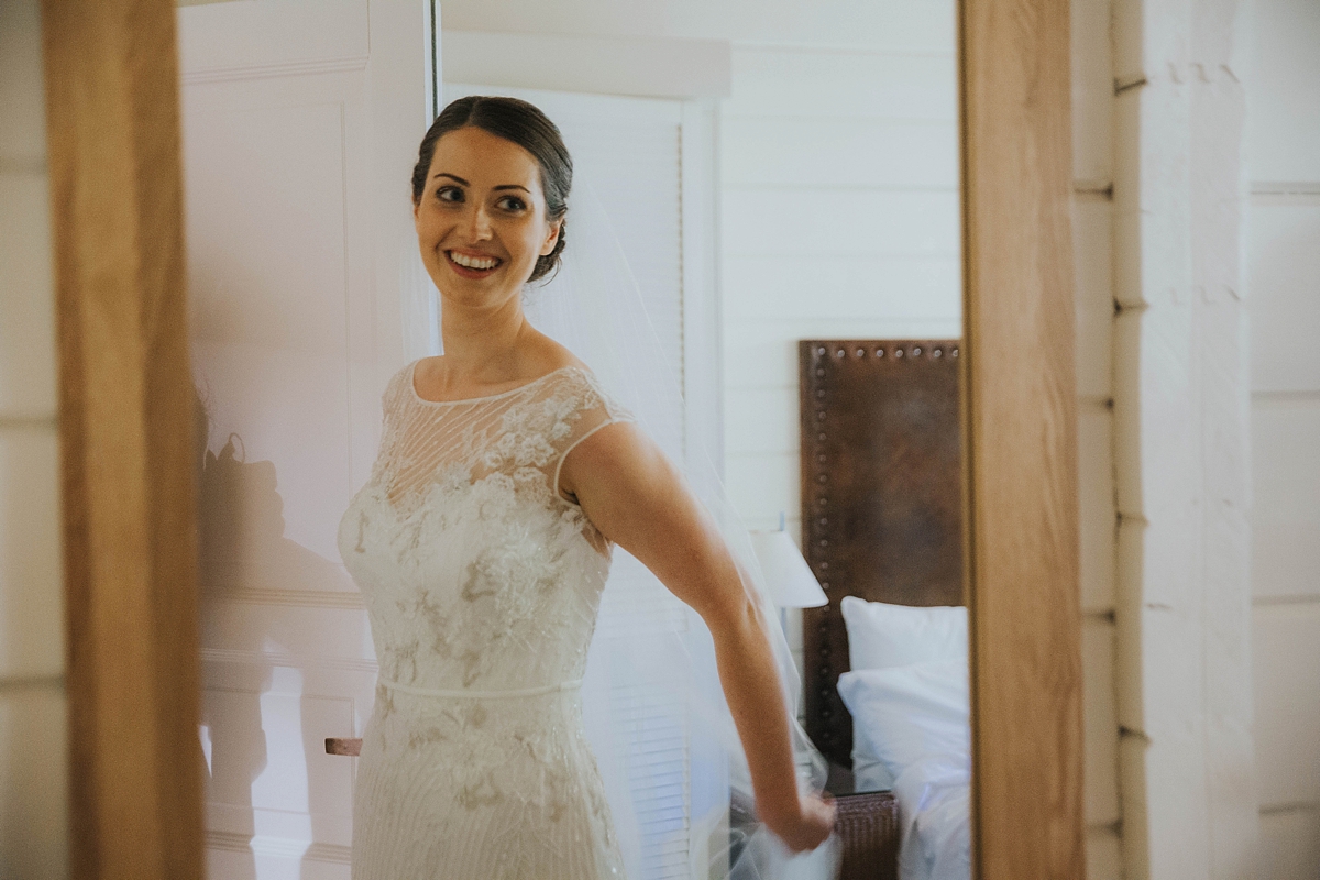 pronovias dress barn wedding 9 - A Pronovias Gown for a Relaxed Barn Wedding in Shades of Green and White pronovias dress barn wedding 9