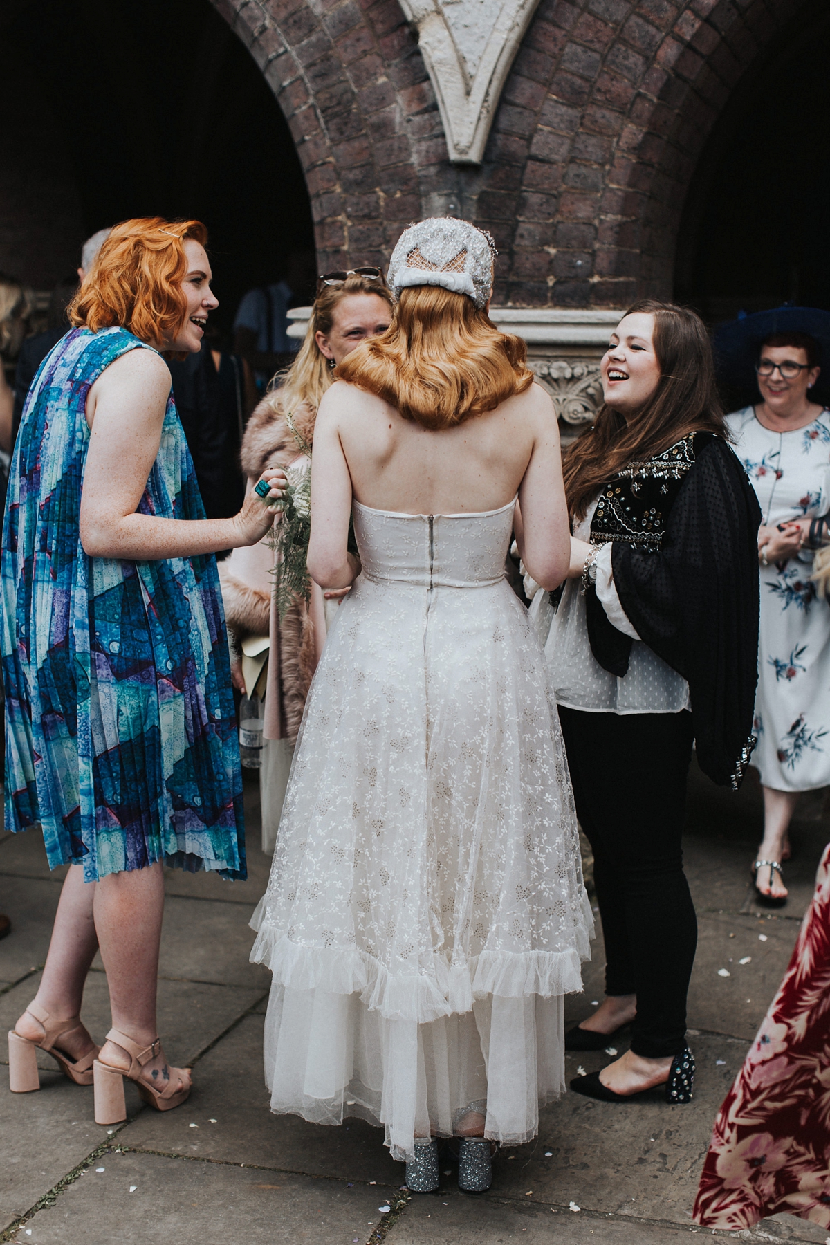 two vintage gowns quirky london wedding 43