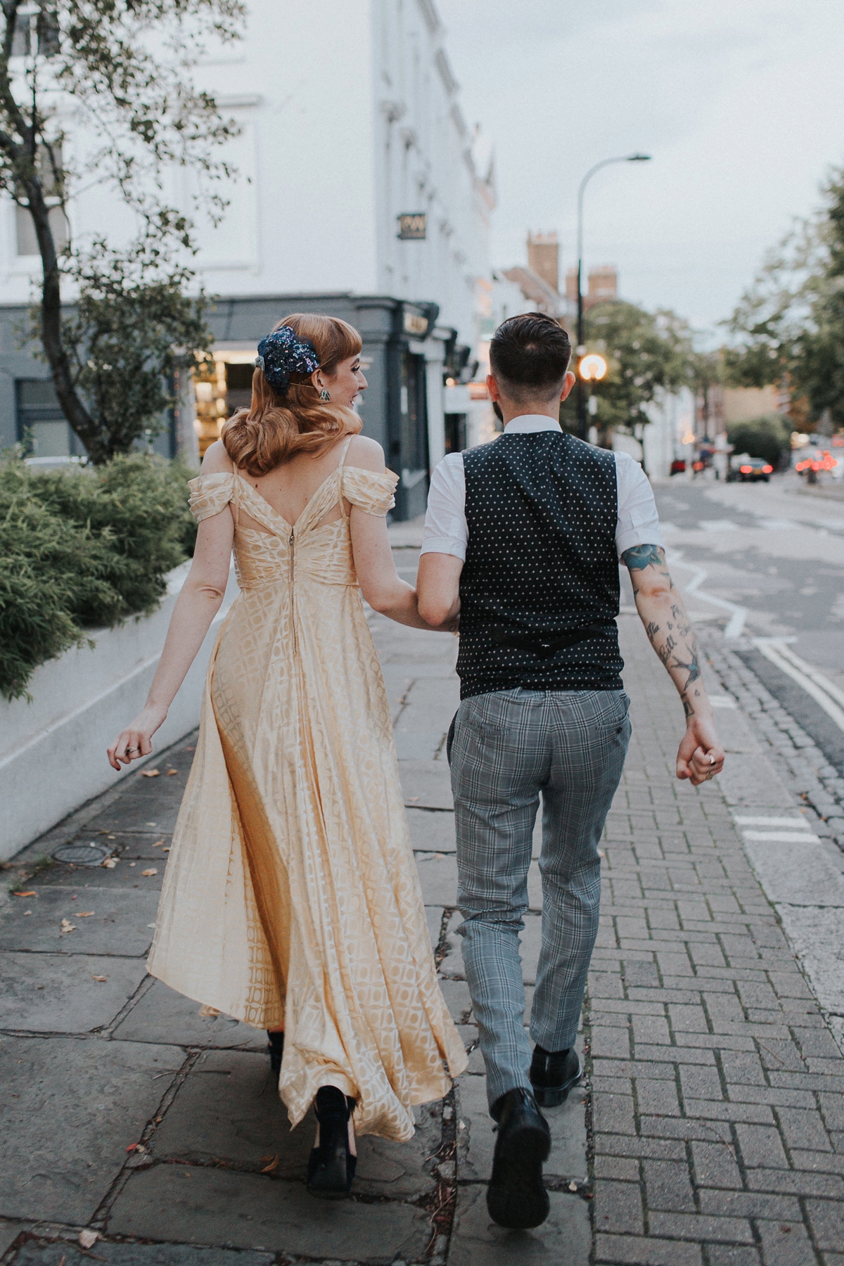 two vintage gowns quirky london wedding 77