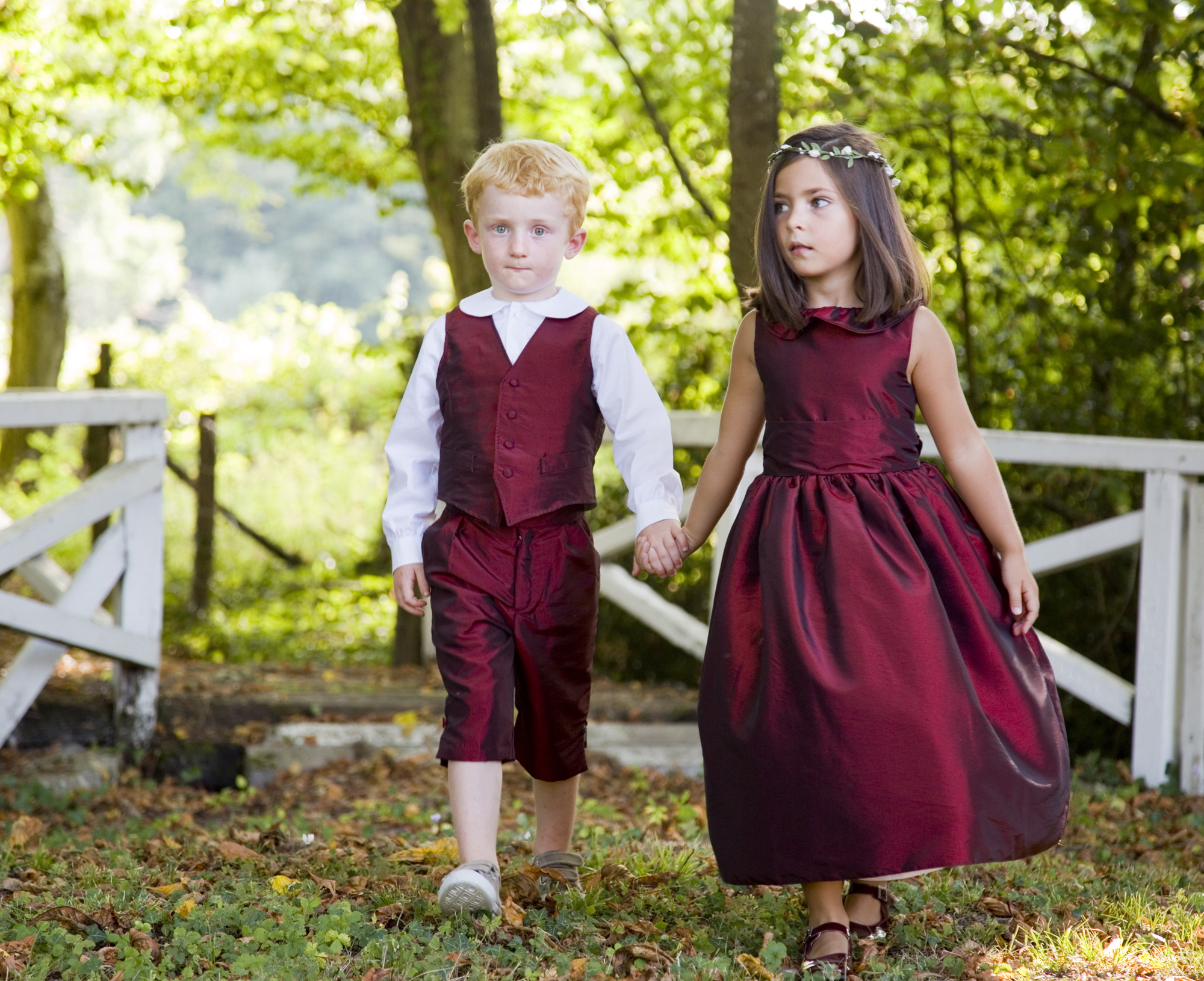 Burgundy page boy outfit shorts peter pan collar shirt with long sleeves burgundy waistcoast burgundu flower girl dress frill collar winter fall weddings designer little eglantine 1