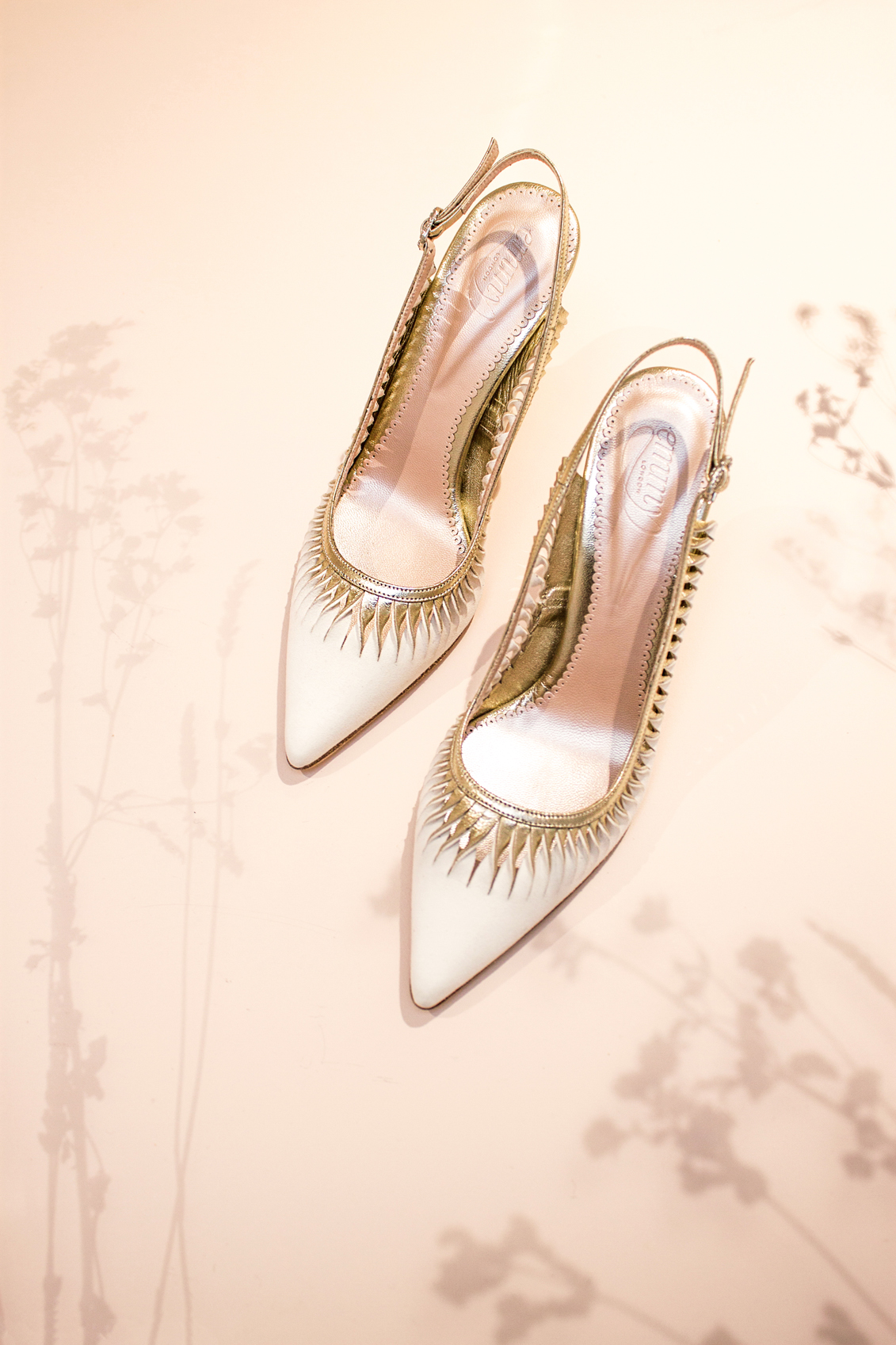 Pointed wedding shoes, Emmy London.