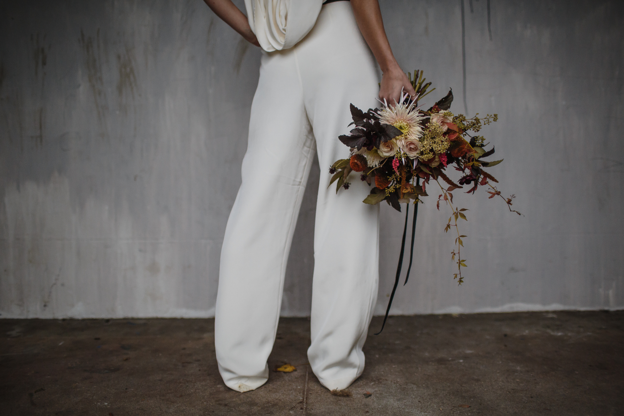 Modern Bridal Trousers with House of Ollichon, Seni Dey and Rachel Grimes Flowers 4 JB56
