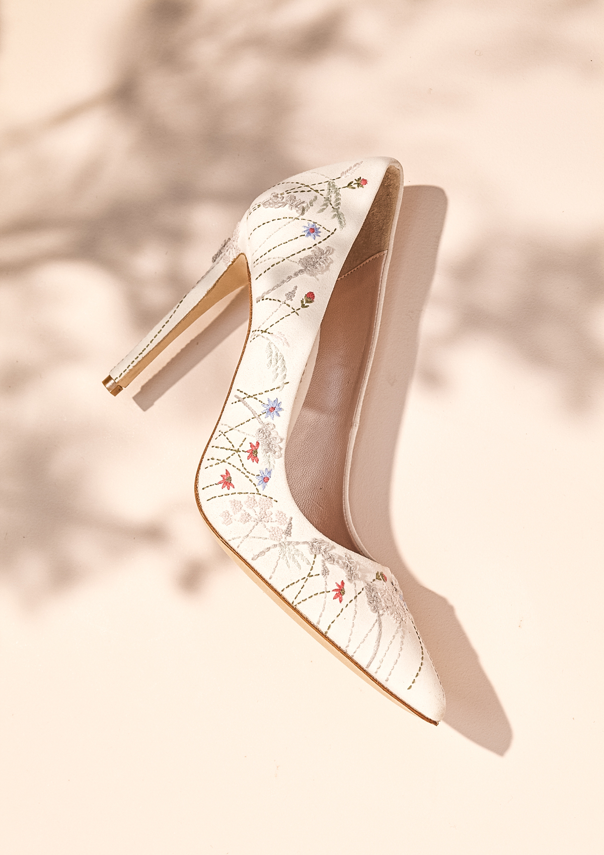 Emmy London - Luxury Wedding Shoes & The New Meadow Dreaming Collection 24 White floral high heel wedding shoes, Emmy London