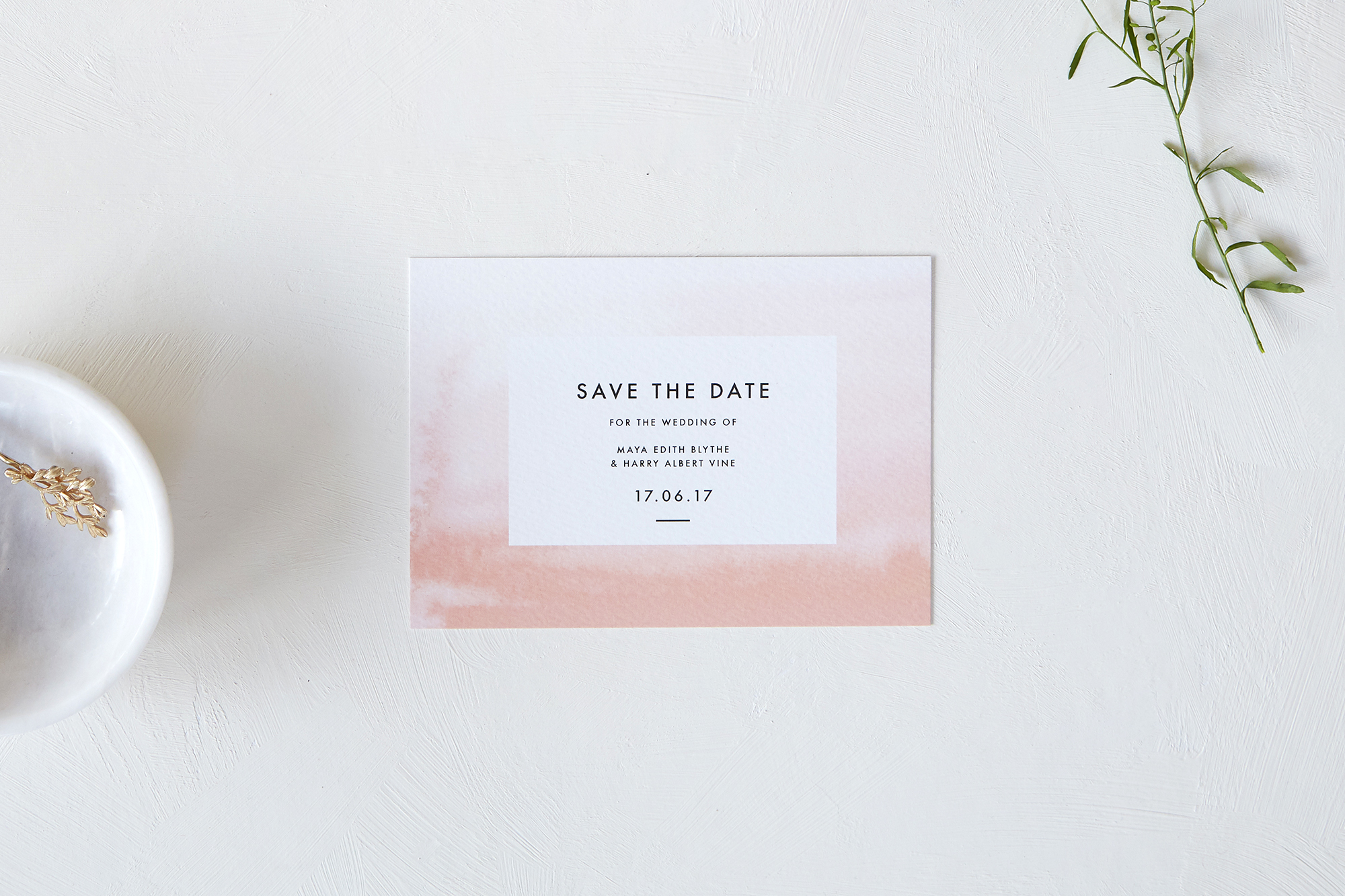 Studio Sophie save the date peach ombre