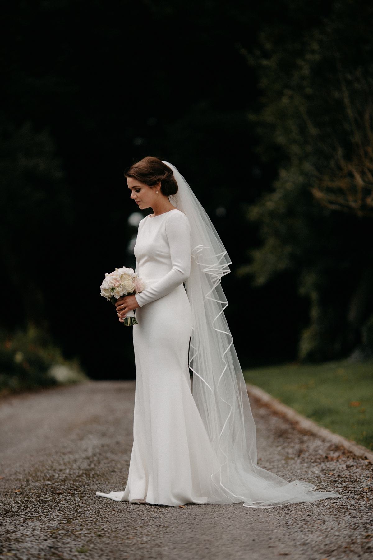 fitted long sleeved pronovias dress 40