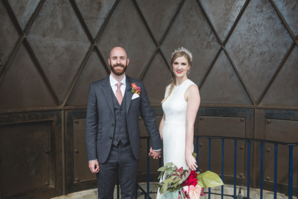 A Houghton NYC Gown and Red Rock Studs for a Cool, Modern, Riverside Wedding in London