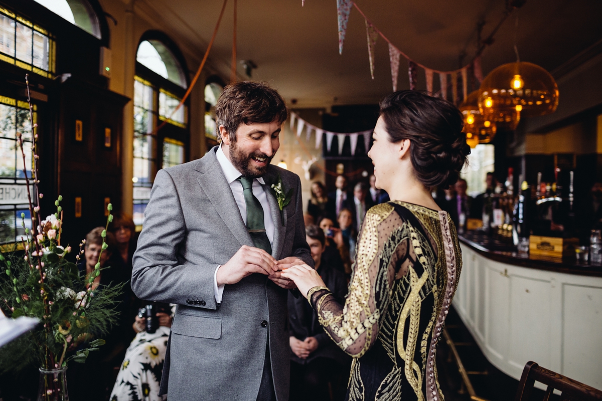temperley london bride pub wedding 14 - A Blue and Gold Temperley Dress For A Laid Back London Pub Wedding temperley london bride pub wedding 14