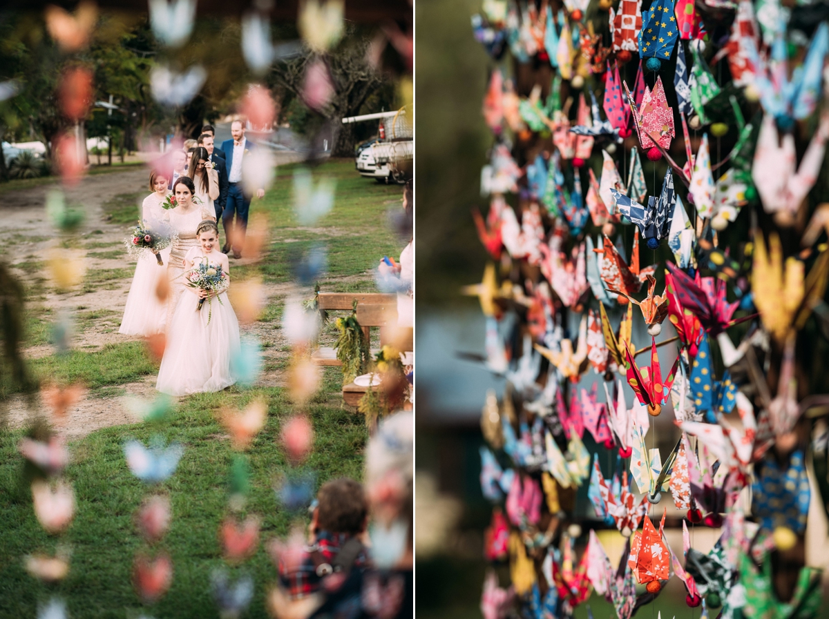 watters blush dress queensland wedding 31 - A Willowby by Watters Dress for a Colourful Queensland Wedding With Hundreds of Paper Cranes watters blush dress queensland wedding 31