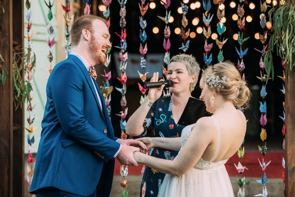 watters blush dress queensland wedding 37 - A Willowby by Watters Dress for a Colourful Queensland Wedding With Hundreds of Paper Cranes watters blush dress queensland wedding 37