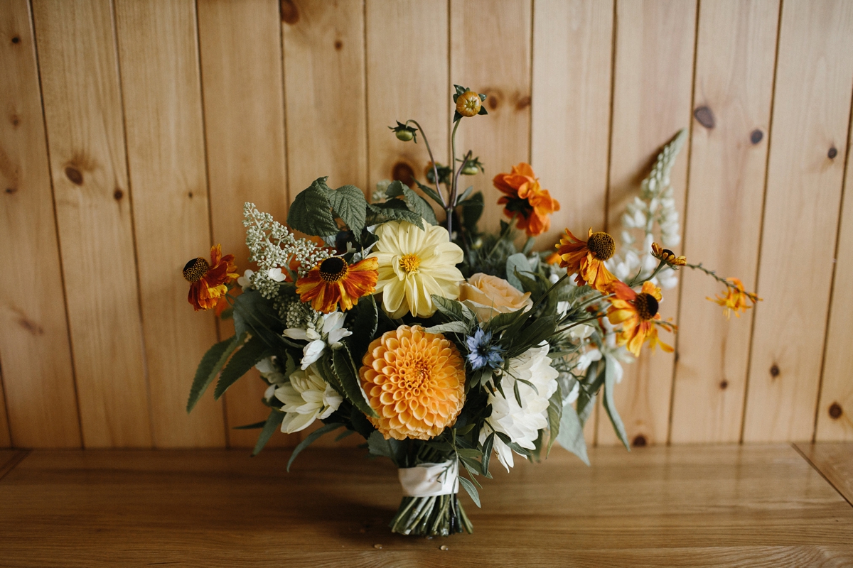 1 Orange and yellow wedding bouquet