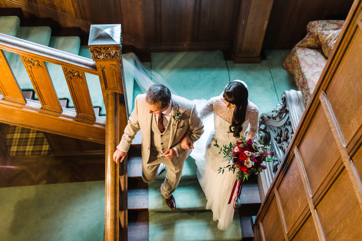 12 Bride arriving witih her father for her Rowallan Castle Wedding