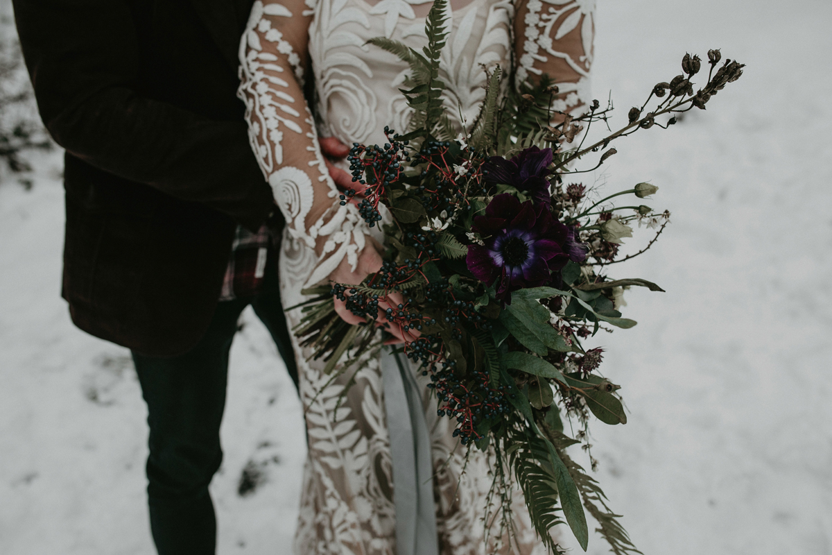 126 A Rue de Seine dress for a snowy vow renewal in the Peak District