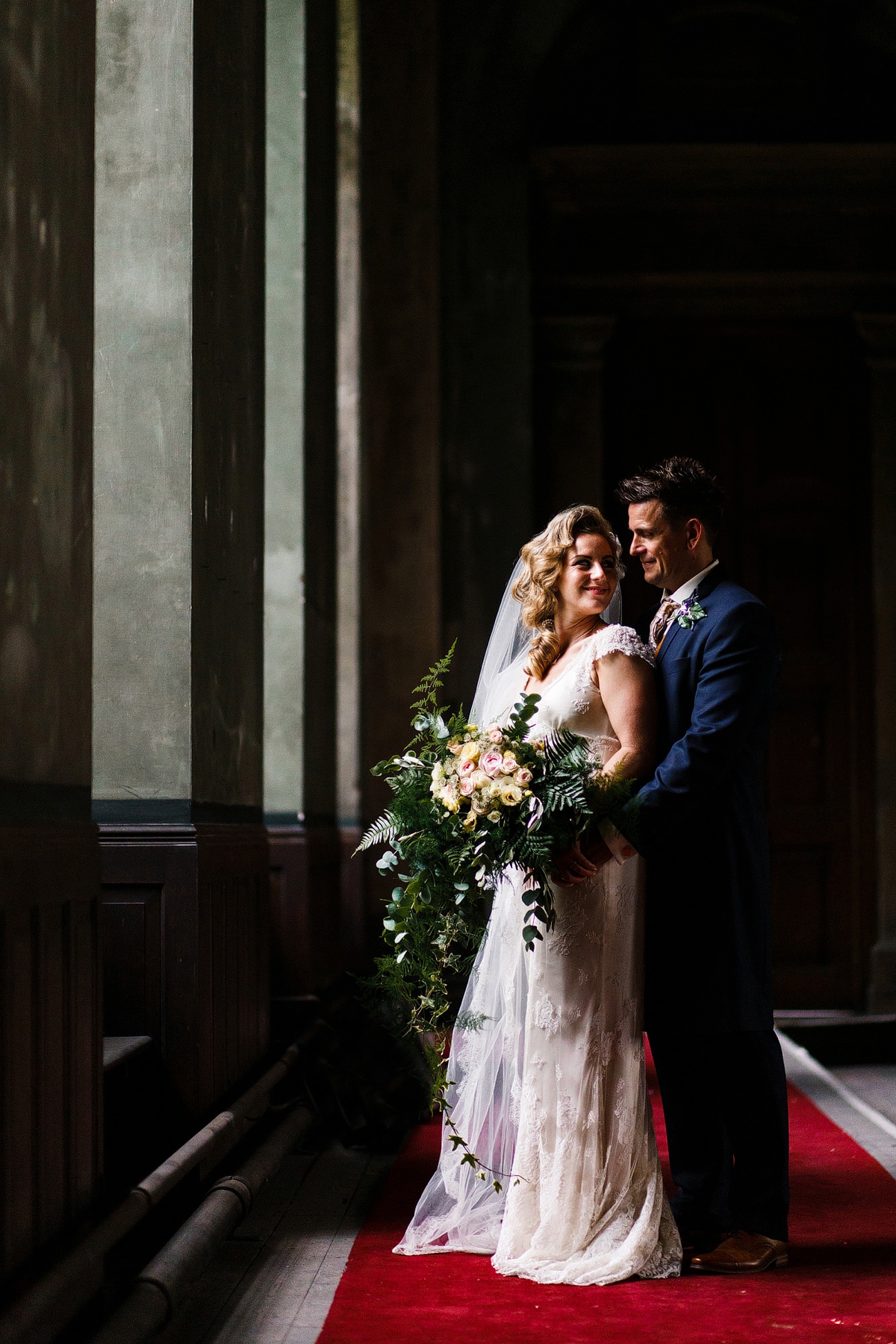 16 Sharon Hoey wedding dress and oversized bouquet