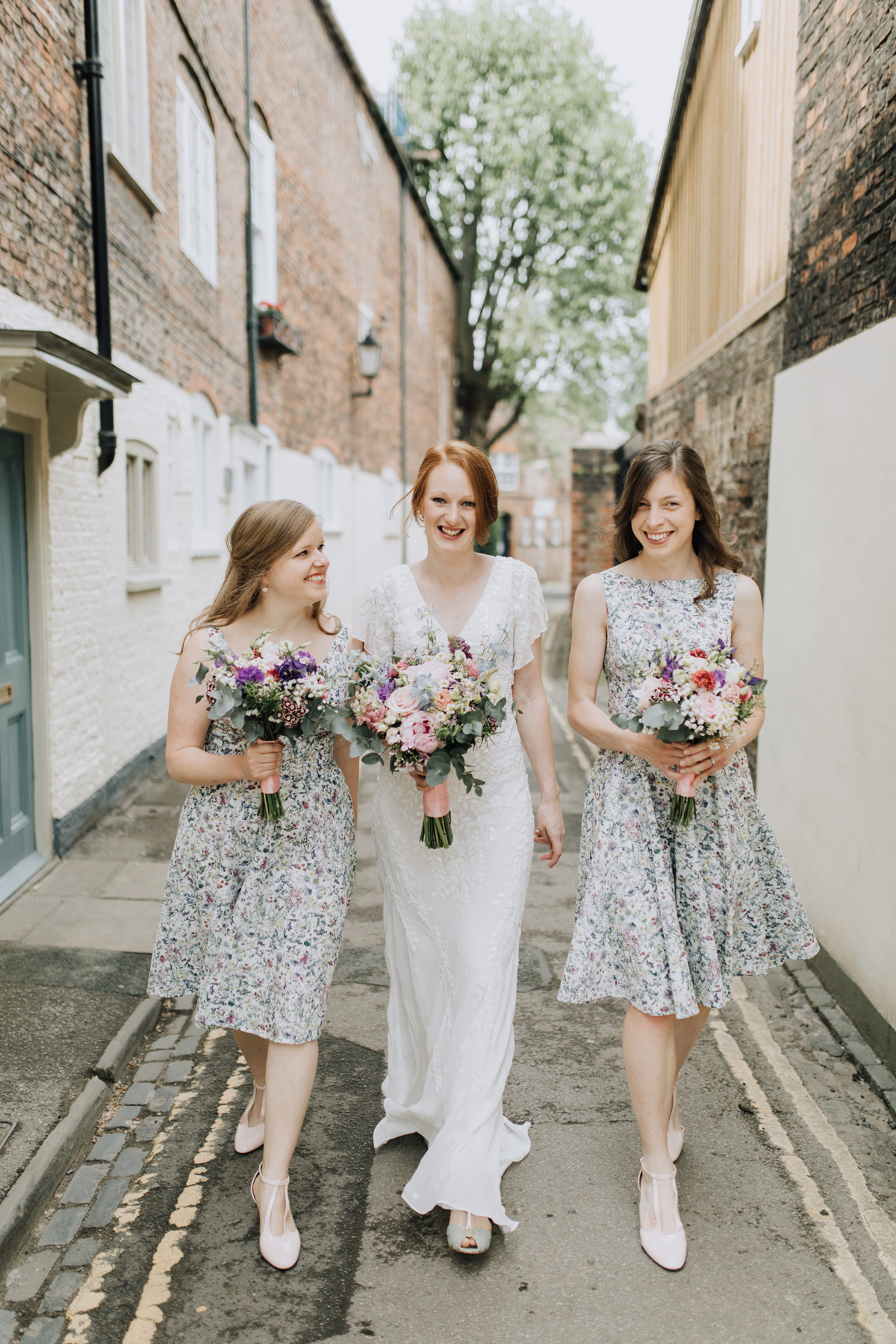 17 Bridesmaids wearing Liberty fabric dresses