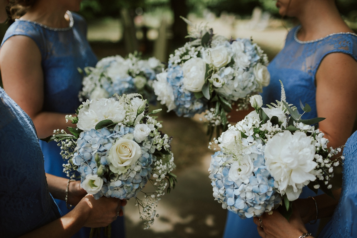 18 Pale blue hydrangea bridesmaids bouquets