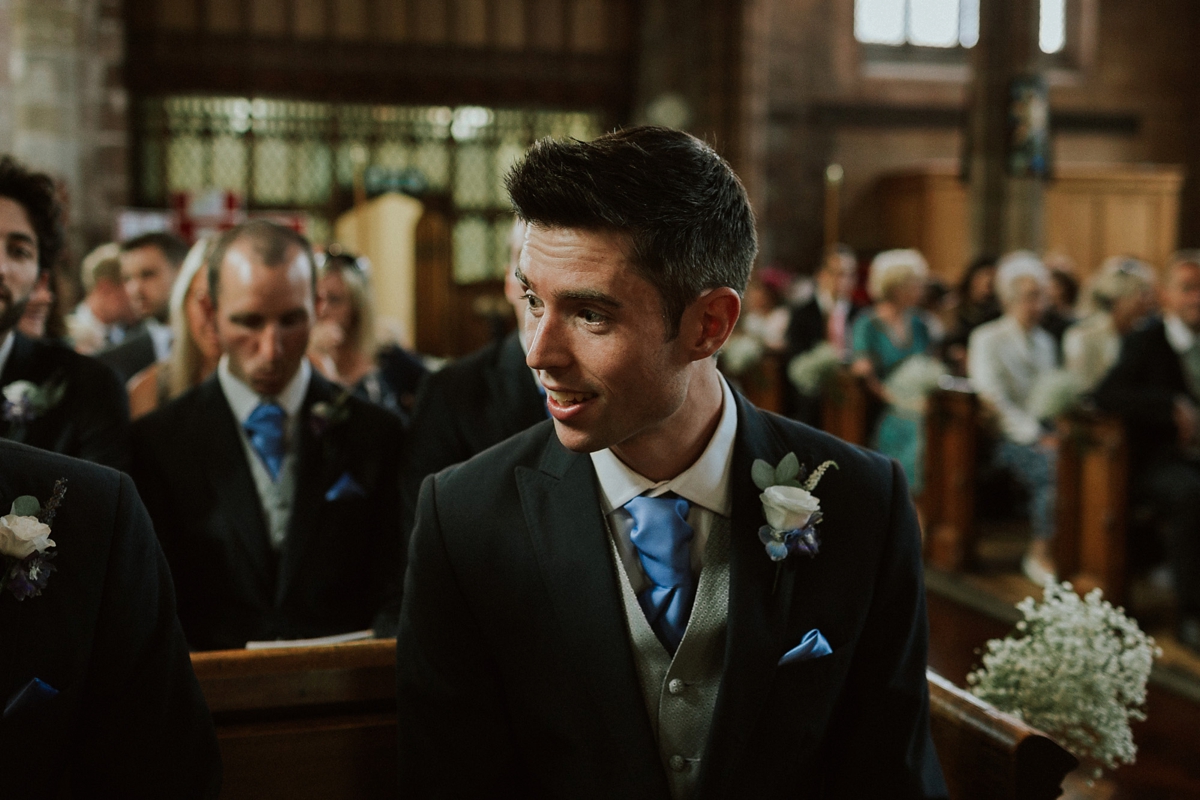 20 Groom in a cornflower blue cravat