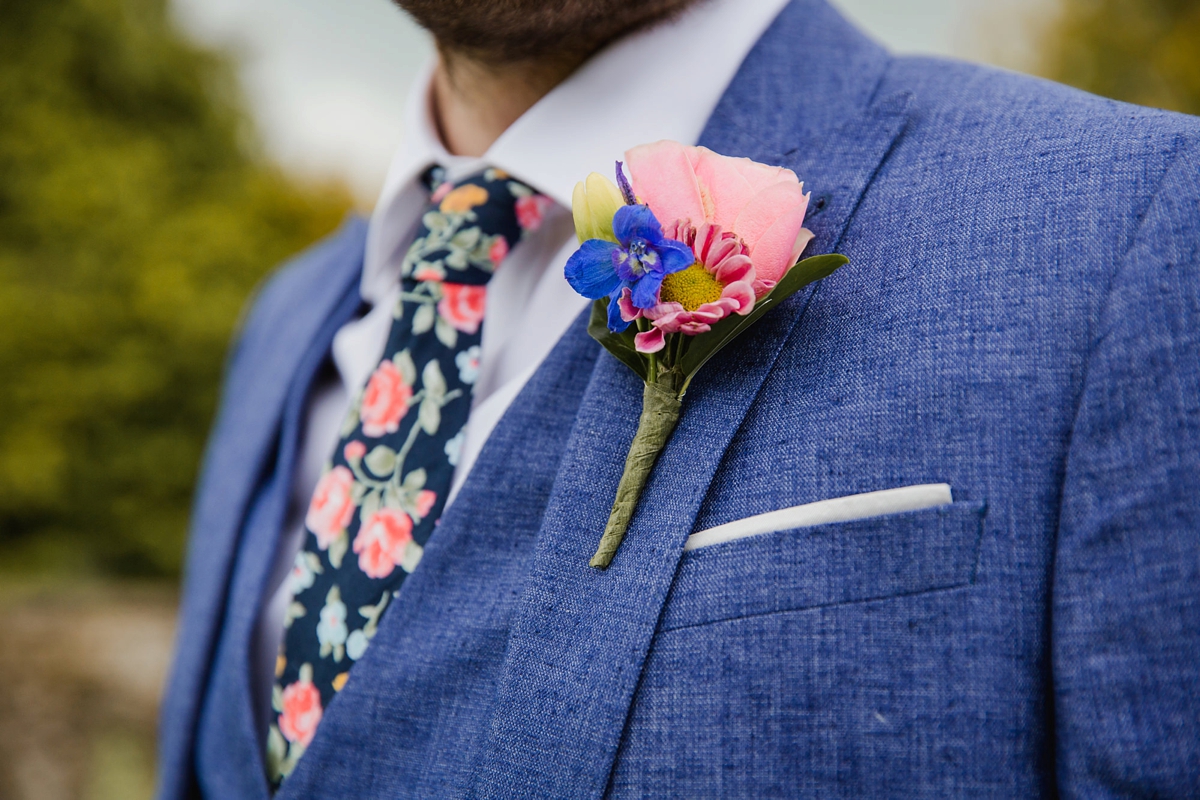 21 Blue Marc Wallace suit with floral tie and summer flowers buttonhole 1