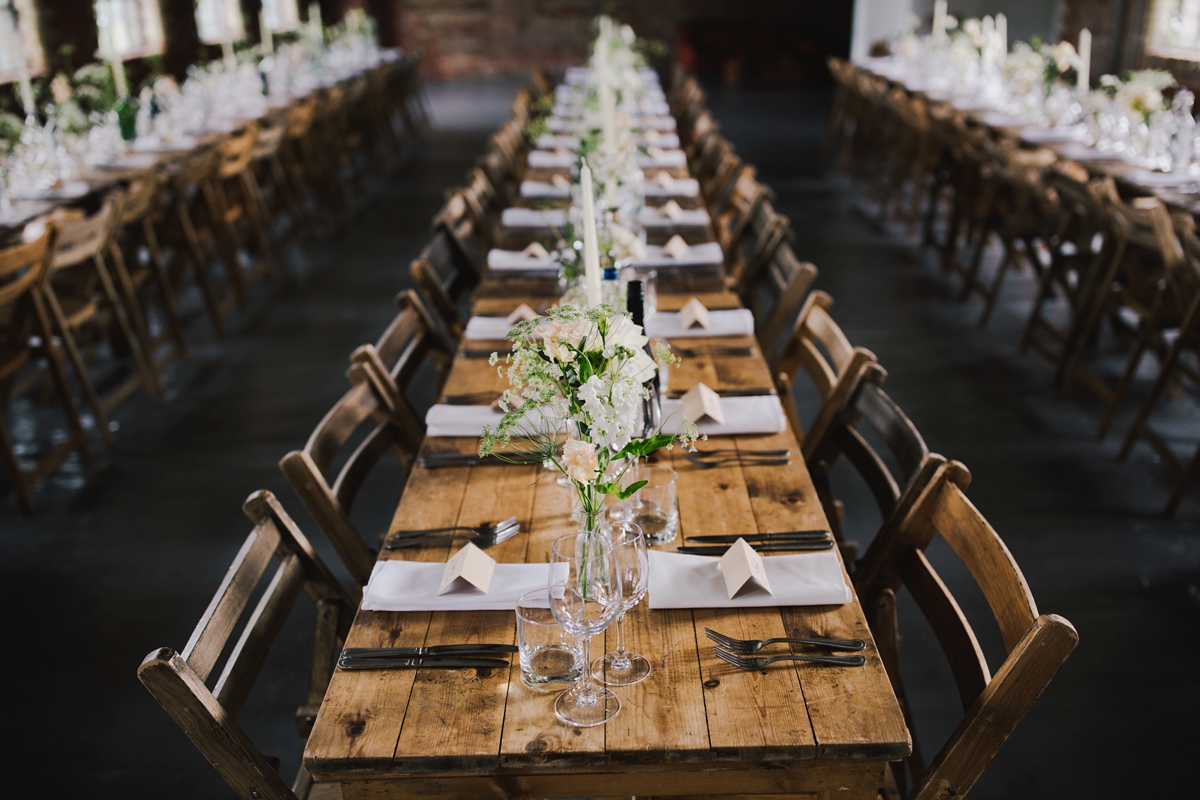22 Loft Studios Wedding tressel tables and wooden folding chairs