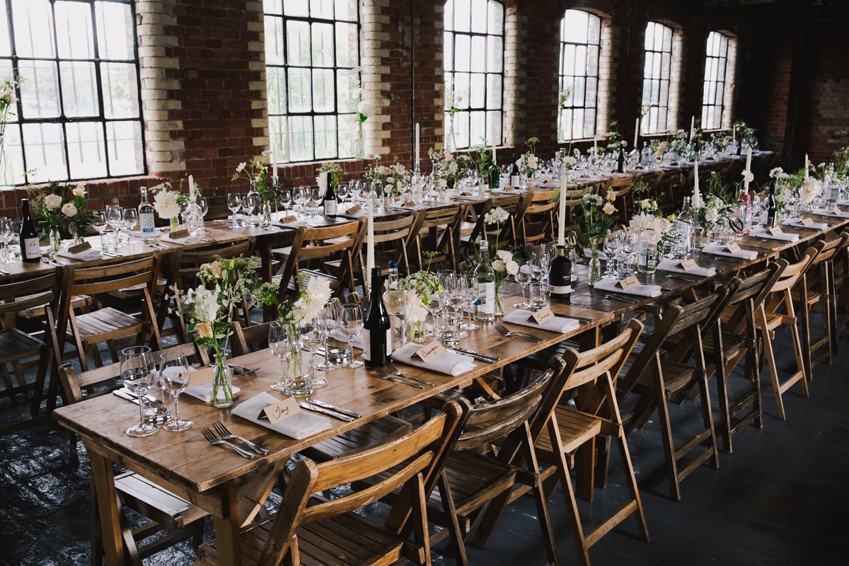 23 Loft Studios Wedding tressel tables and wooden folding chairs