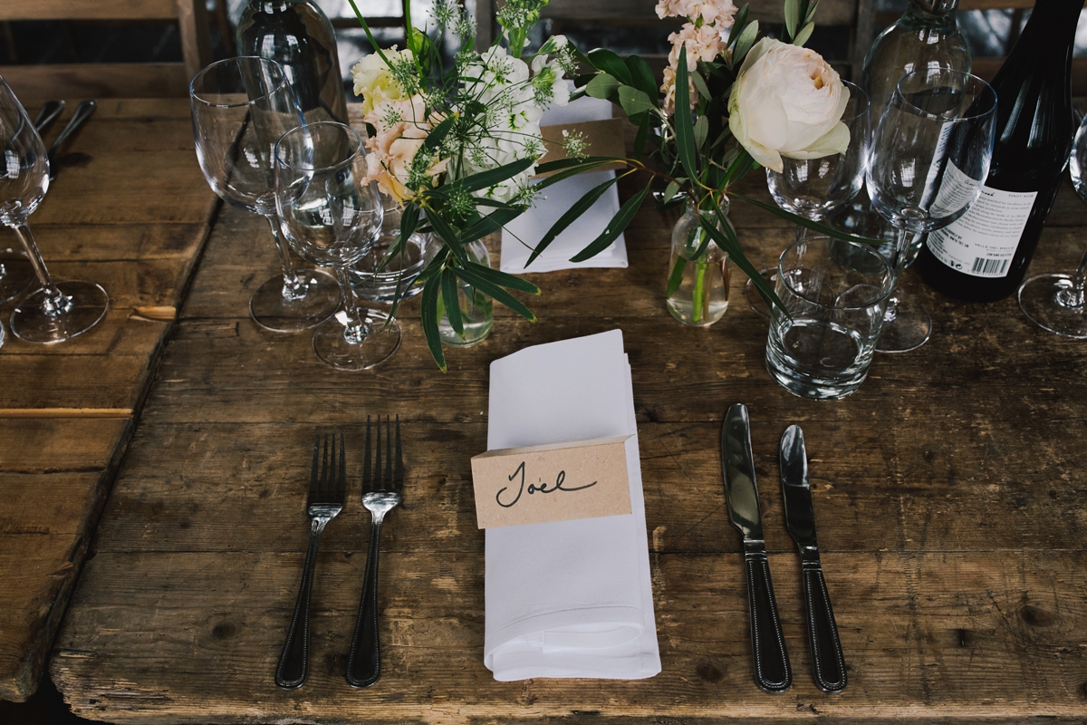 24 Loft Studios Wedding place setting on a tressel table