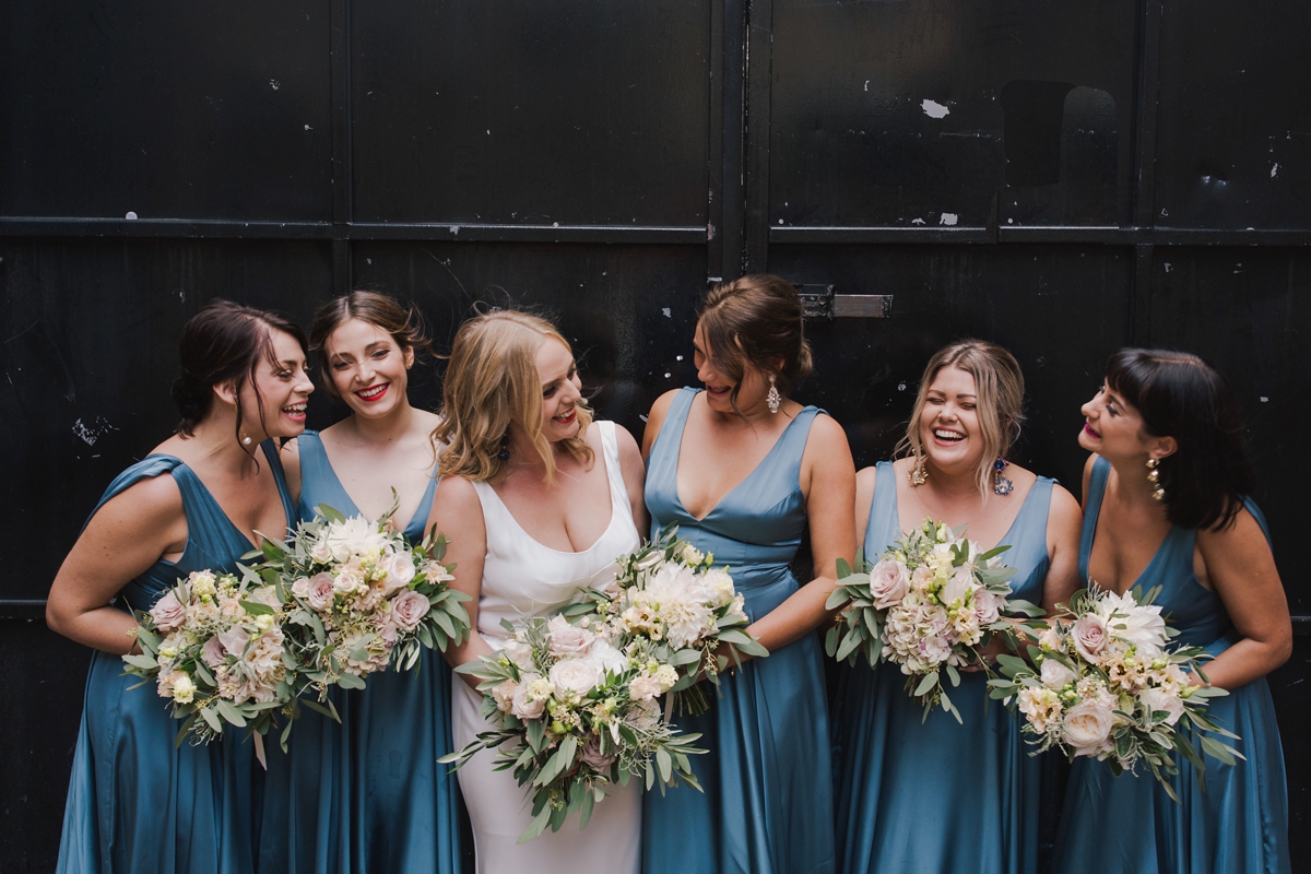 28 Modern bride in Sabina Motasem dress bridesmaids in blue ASOS dresses