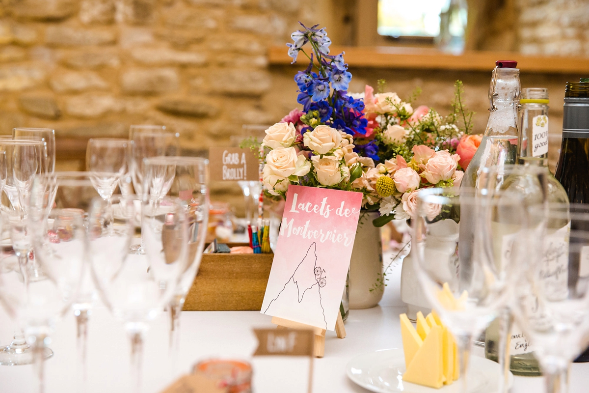 35 Barn wedding table name and table centrepiece 1