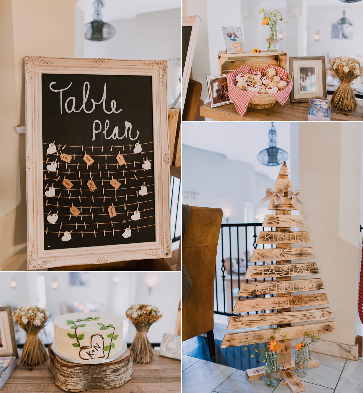 35 Blackboard table plan and rustic wooden wedding decor