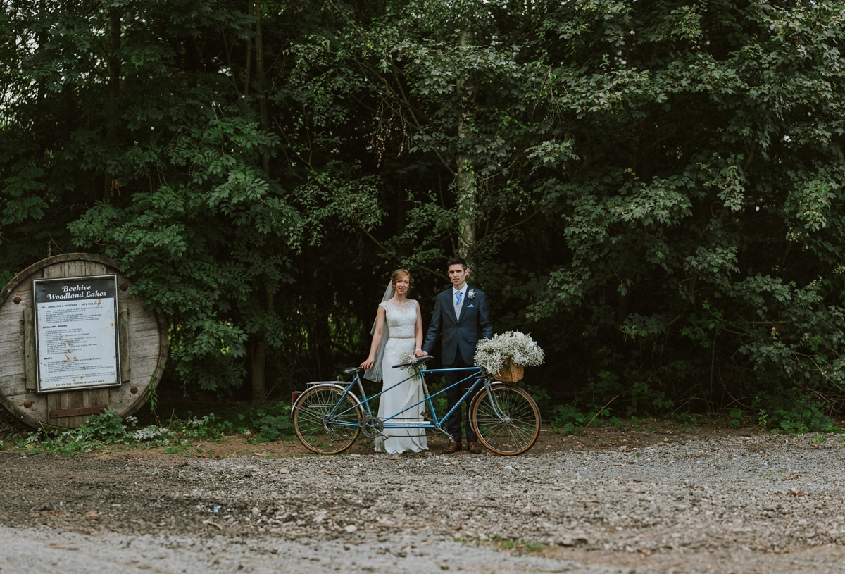 42 Couple on a tandem bike at their wedding
