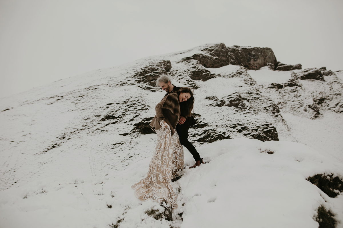 46 A Rue de Seine dress for a snowy vow renewal in the Peak District