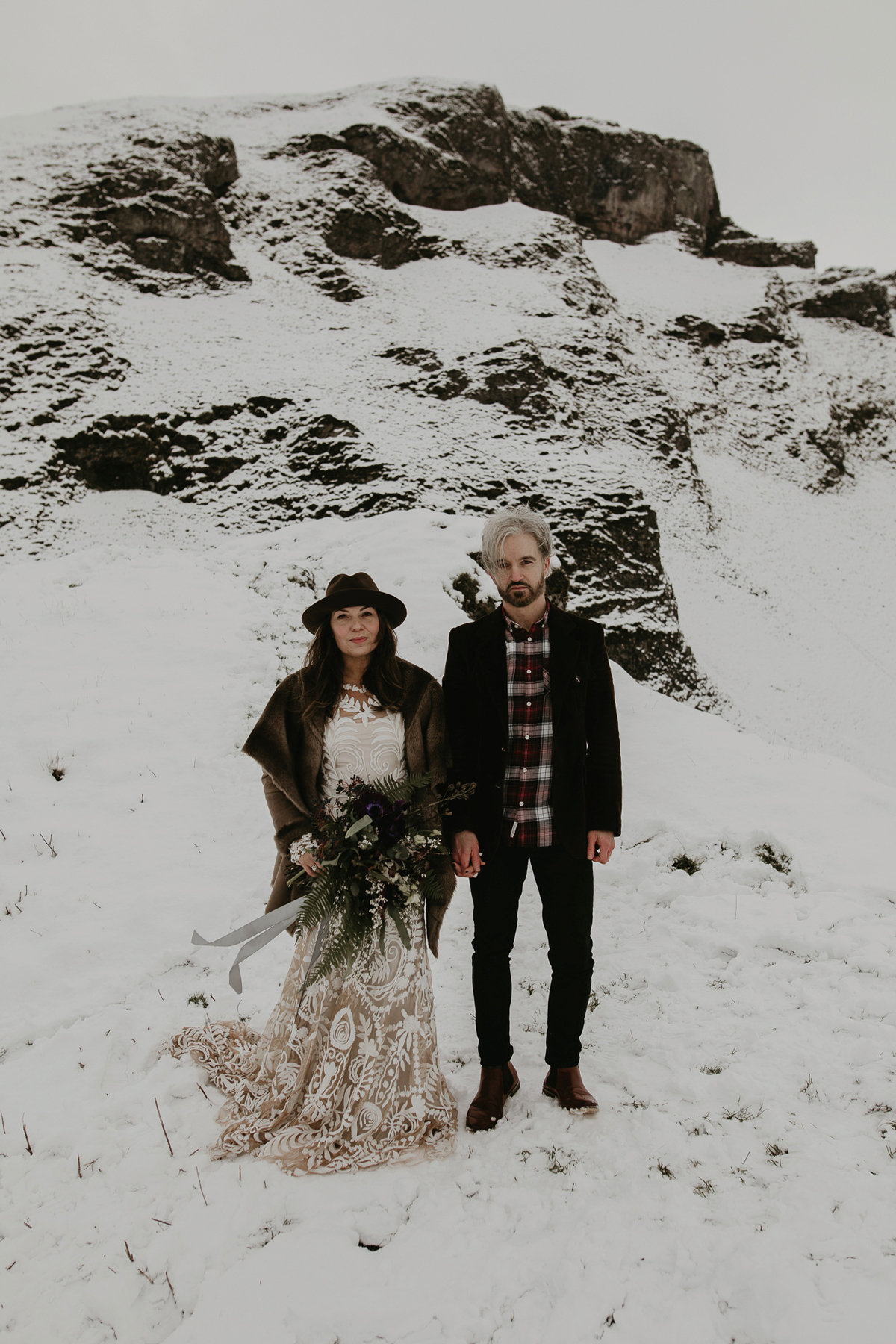 49 A Rue de Seine dress for a snowy vow renewal in the Peak District