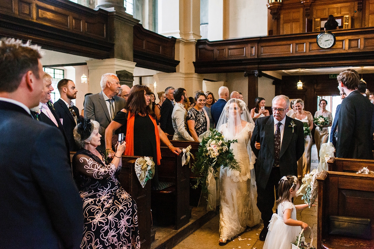 5 Bride in a Sharon Hoey dress and veil over her face - A Sharon Hoey Dress and French Lace Veil for a Glamorous and Elegant City Wedding 5 Bride in a Sharon Hoey dress and veil over her face