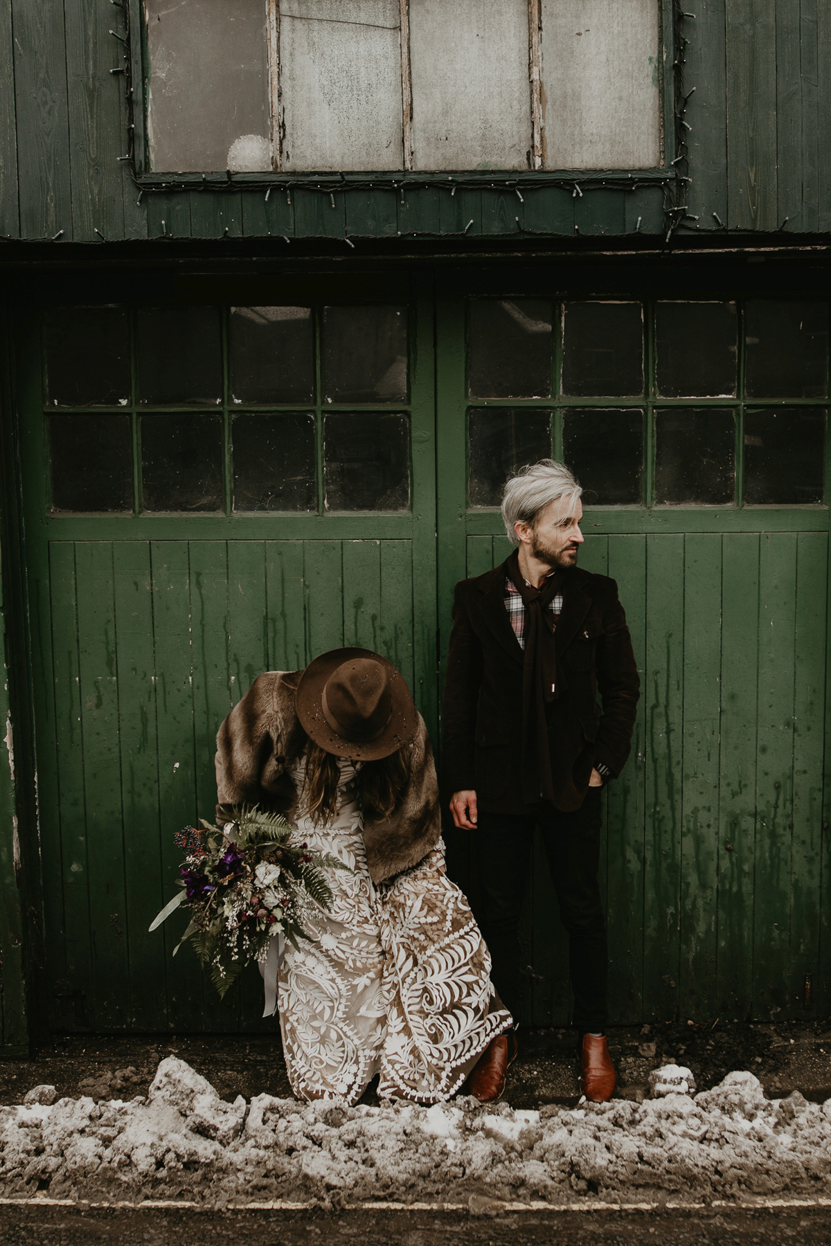 63 A Rue de Seine dress for a snowy vow renewal in the Peak District