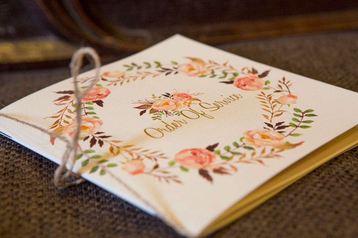 7 Peach floral wedding stationery