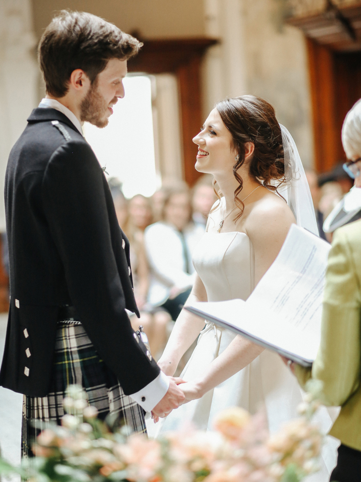 71 A Caroline Castigliano gown for an elegant peach Manor House wedding