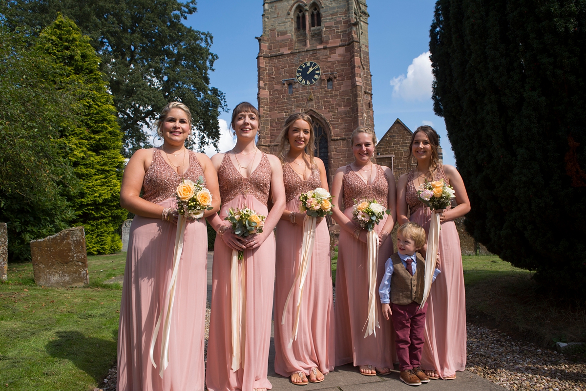 8 Peach Pink Monsoon bridesmaids dresses