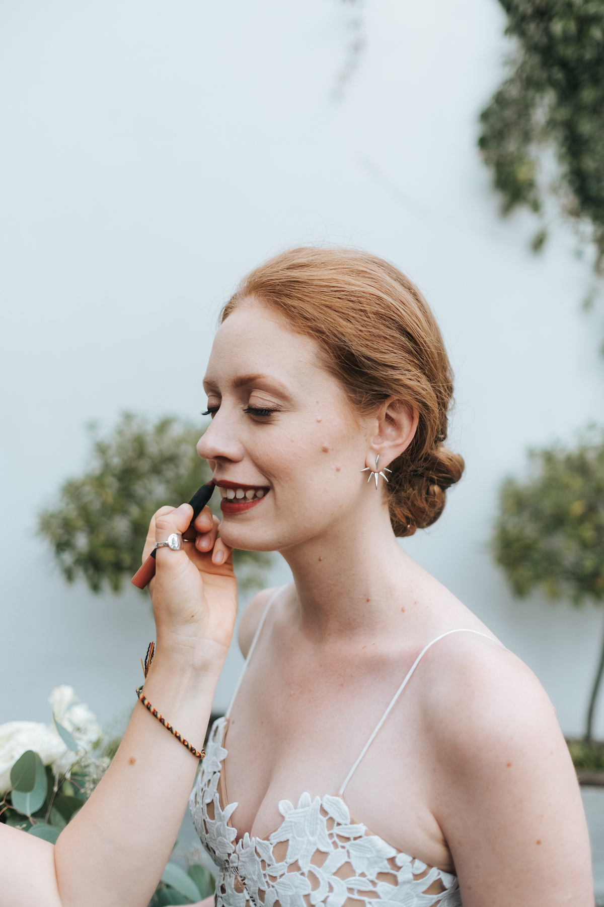 Modern bridal beauty and earrings