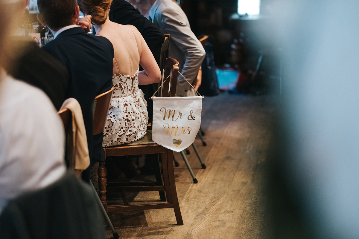 Mrs and Mrs wedding chair sign